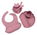 Set JKR Silicona Antideslizante Bebé 6 Piezas Rosa Cubiertos 0-24 Meses 