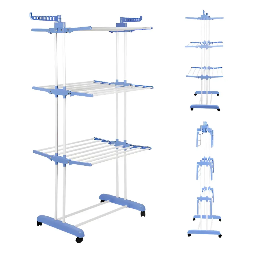 Tendedero Ropa Perchero Plegable Colgador De 3 Niveles