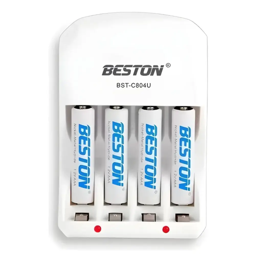 [PKS100862-2] Cargador Beston 1100mah + 4 Pilas Aaa Recargables 1.2v Compatible Aa/aaa