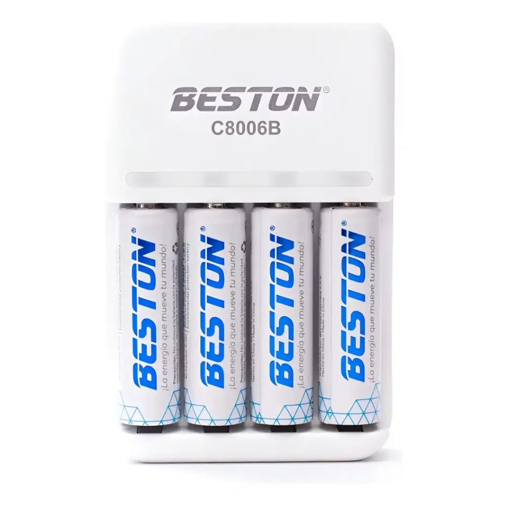 [PKS100862-1] Cargador Beston 1500mah + 4 Pilas Aaa Recargables 1.2v Compatible Aa/aaa