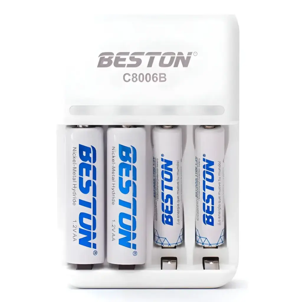 [PKS100862-3] Cargador Beston 1500mah/1100mah + 4 Pilas Aaa/aa Recargables 1.2v Compatible Aa/aaa