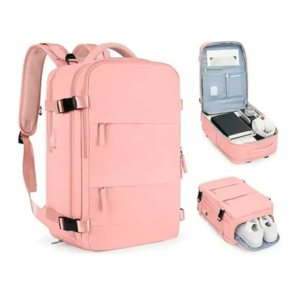 [PKS100114-1] Maleta De Mano Para Cabina Viaje Y Ordenador Usb Impermeable (Rosado)