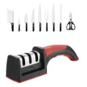 Afilador De Cuchillos Acero Mango Antideslizante Pro Color Negro